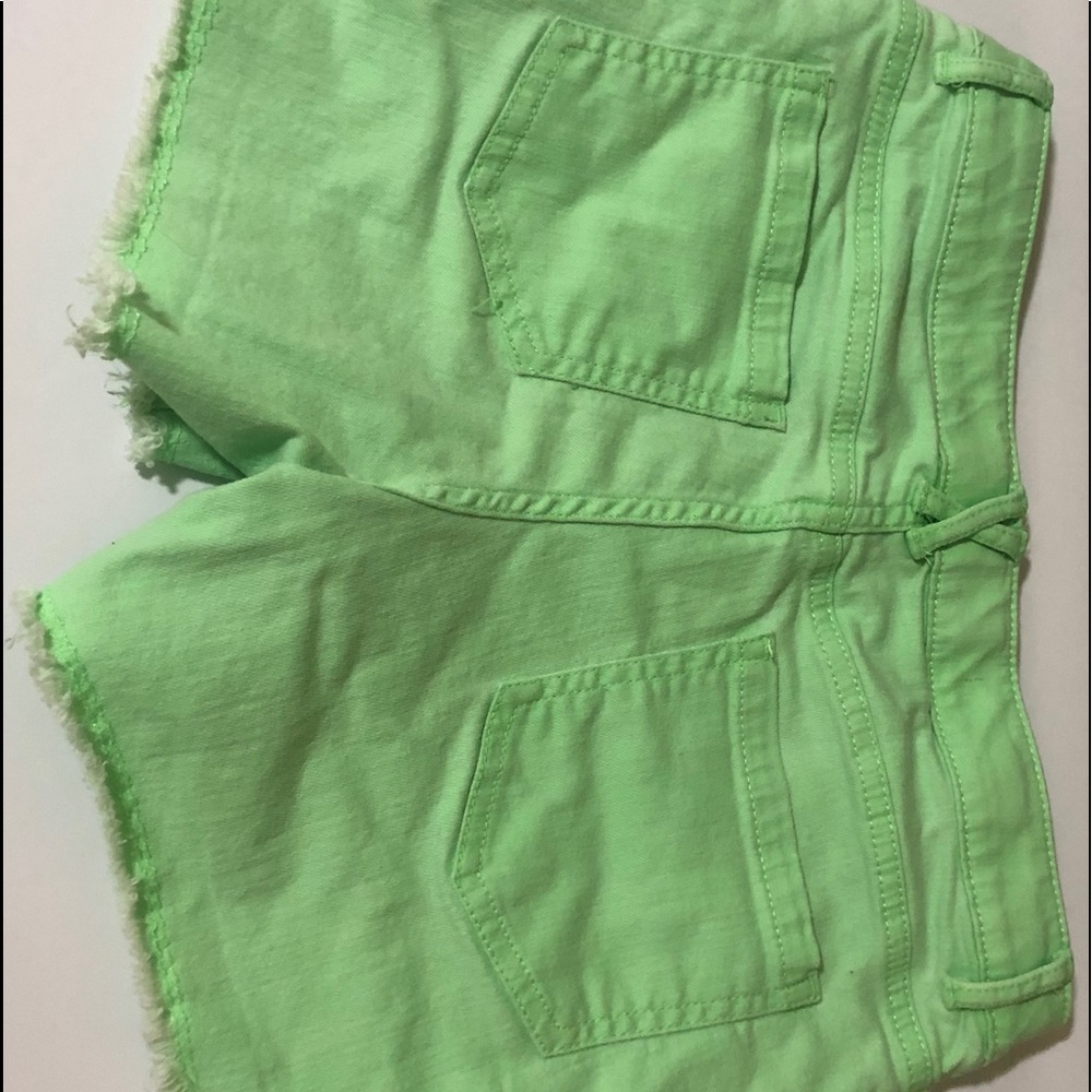 SO brand lime neon green denim shorts